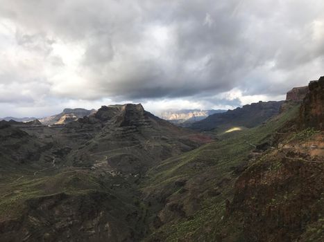 Landscape from the Degollada de las Yeguas lookout point in south Gran Canaria 