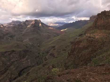 Landscape from the Degollada de las Yeguas lookout point in south Gran Canaria 