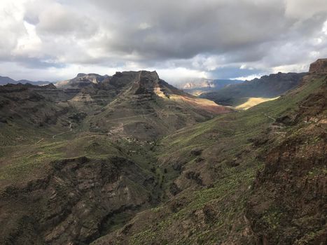 Landscape from the Degollada de las Yeguas lookout point in south Gran Canaria 