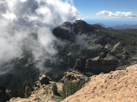 Clouds at Pico de las Nieves the highest peak of the island of Gran Canaria