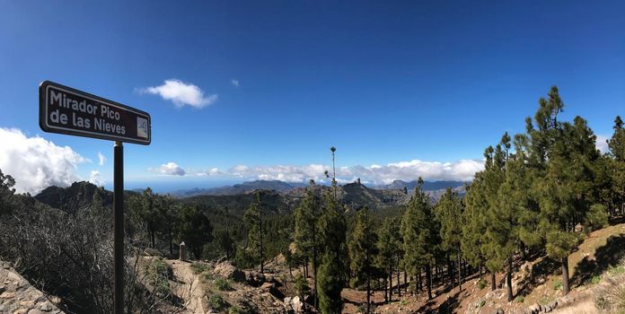 Panorama view from Pico de las Nieves the highest peak of the island of Gran Canaria