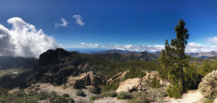 Panorama view from Pico de las Nieves the highest peak of the island of Gran Canaria