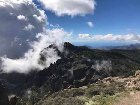 Clouds at Pico de las Nieves the highest peak of the island of Gran Canaria