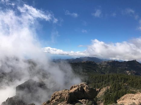 Clouds at Pico de las Nieves the highest peak of the island of Gran Canaria