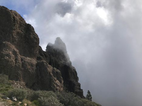 Clouds at Pico de las Nieves the highest peak of the island of Gran Canaria