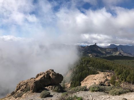 Clouds at Pico de las Nieves the highest peak of the island of Gran Canaria