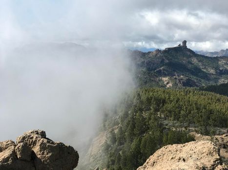 Clouds at Pico de las Nieves the highest peak of the island of Gran Canaria