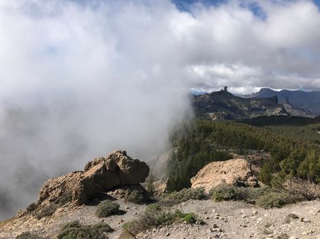 Clouds at Pico de las Nieves the highest peak of the island of Gran Canaria