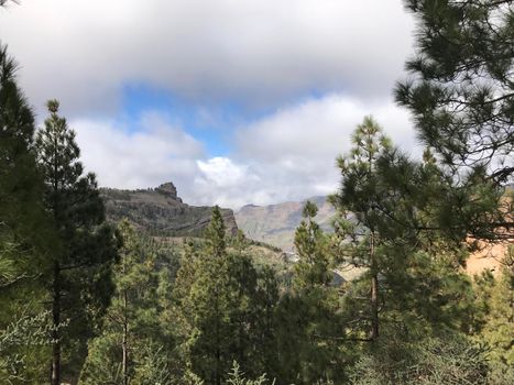 Landscape seen from the Roque Nublo a volcanic rock on the island of Gran Canaria