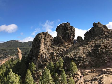 Landscape around the Roque Nublo a volcanic rock on the island of Gran Canaria
