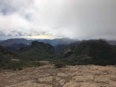 Landscape seen from the Roque Nublo a volcanic rock on the island of Gran Canaria