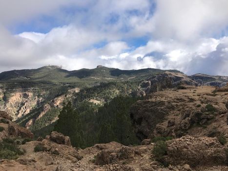 Landscape seen from the Roque Nublo a volcanic rock on the island of Gran Canaria