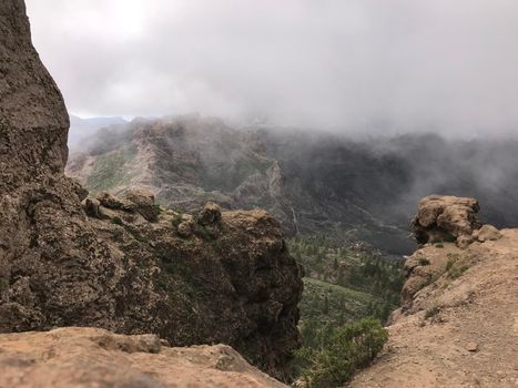 Valley next to the Roque Nublo a volcanic rock on the island of Gran Canaria