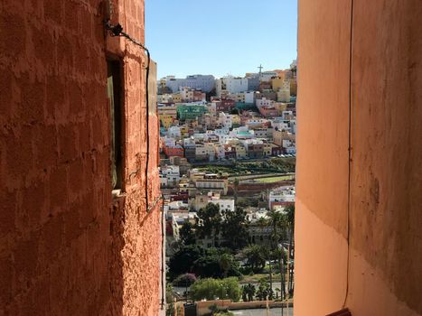 Narrow street in Las Palmas old town Gran Canaria