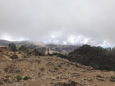 Landscape seen from the Roque Nublo a volcanic rock on the island of Gran Canaria