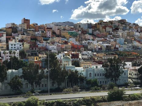 Colourful house on the hill of Las Palmas old town Gran Canaria