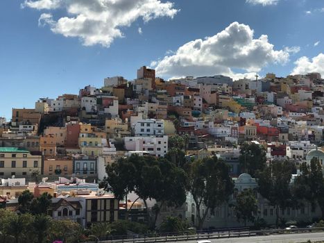 Colourful house on the hill of Las Palmas old town Gran Canaria