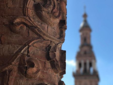 Pillar at Plaza de Espana in Seville Spain