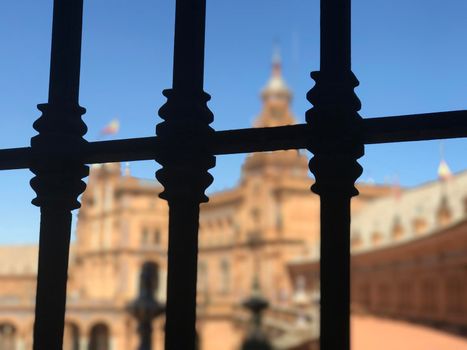 A fench at Plaza de Espana in Seville Spain