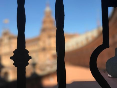 A fench at Plaza de Espana in Seville Spain