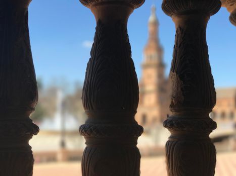 Pillars at Plaza de Espana in Seville Spain