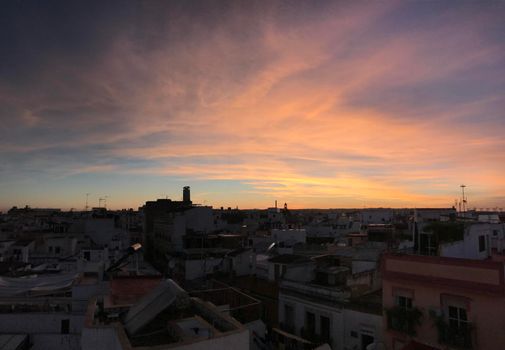 Orange sunset in Seville Spain