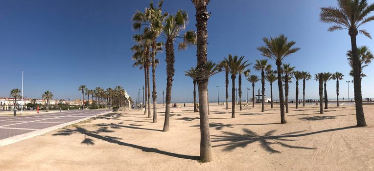 Las Arenas beach panorma in Valencia Spain