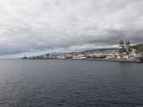 Skyline and harbour of Santa Cruz Tenerife Canary Islands