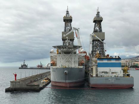 Big ships in the harbour of Santa Cruz Tenerife Canary Islands