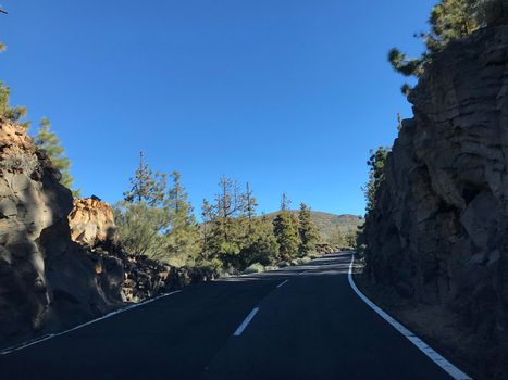 Road through Teide National Park at Tenerife Canary Islands