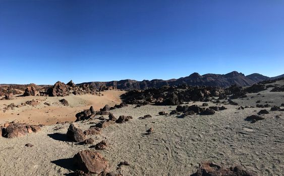 Landscape around Mount Teide a volcano on Tenerife in the Canary Islands