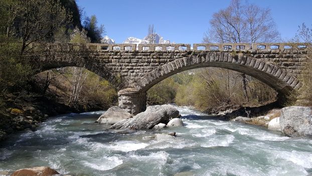 Bridge over a stream in Frontera del Portalet Spain