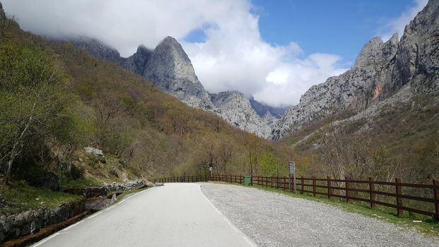 Driving through Parque Nacional de Los Picos de Europa in Spain