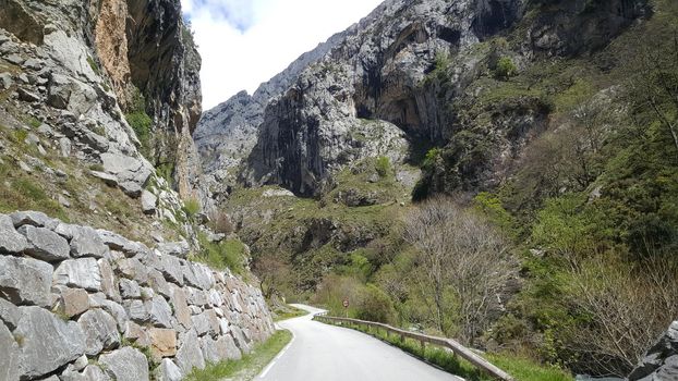 Driving through Parque Nacional de Los Picos de Europa in Spain