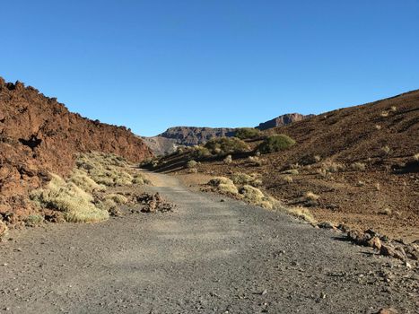 Hiking path around Mount Teide a volcano on Tenerife in the Canary Islands