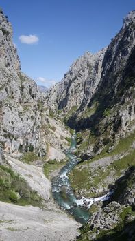 Rio cares river at Senda en la Ruta del Cares in Spain