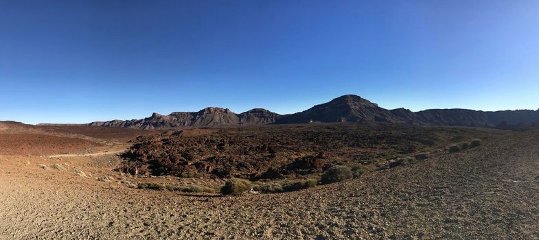 Panorama from the landscape around Mount Teide a volcano on Tenerife in the Canary Islands