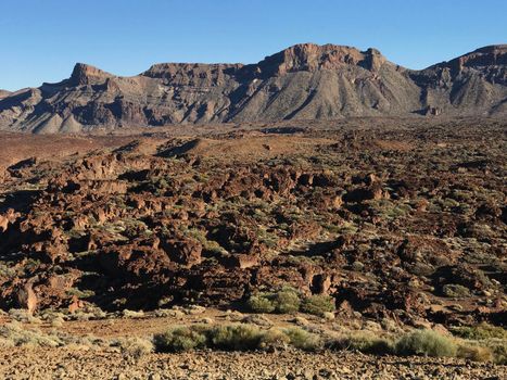 Rocky landscape around Mount Teide a volcano on Tenerife in the Canary Islands