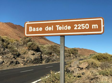 Sign from Mount Teide a volcano on Tenerife in the Canary Islands