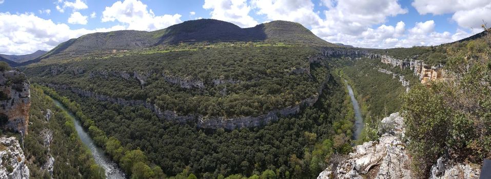 Panorama from the Mirador Del Cañon Del Ebro a canyon in Spain