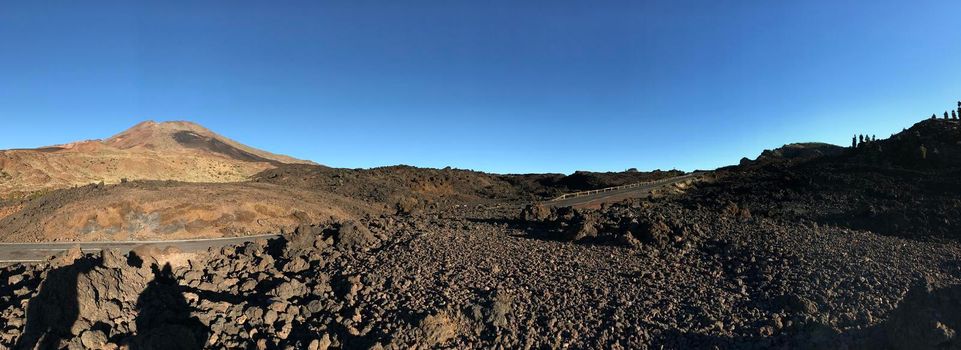 Panorama from a road through Teide National Park in Tenerife the Canary Islands