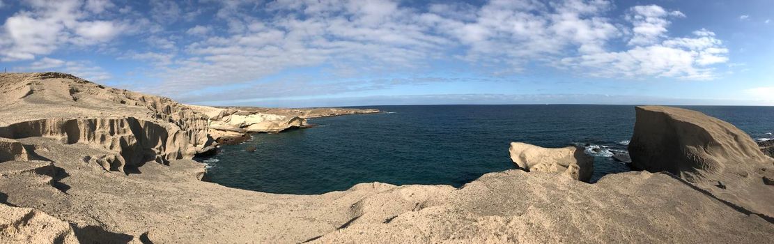 Panorama from a rocky coast of San Miguel de Tajao in Tenerife