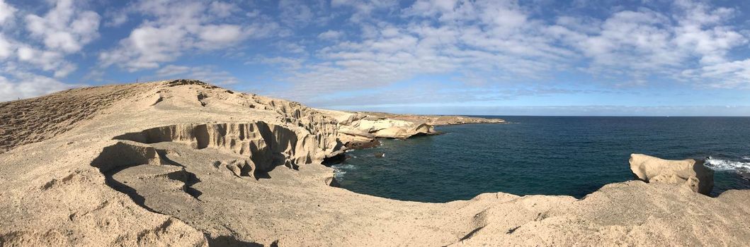 Panorama from a rocky coast of San Miguel de Tajao in Tenerife