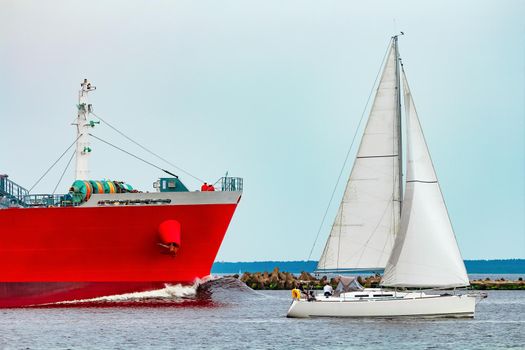 Red tanker. Toxic substances and petroleum products transfer