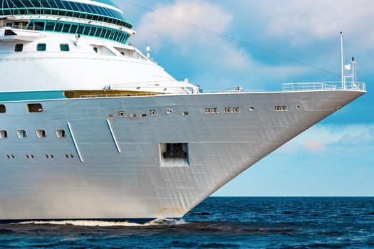 Luxury cruise liner underway. Tour travel and spa services