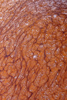 Abstract background texture, brown, liquid acrylic with the addition of gold glitter.