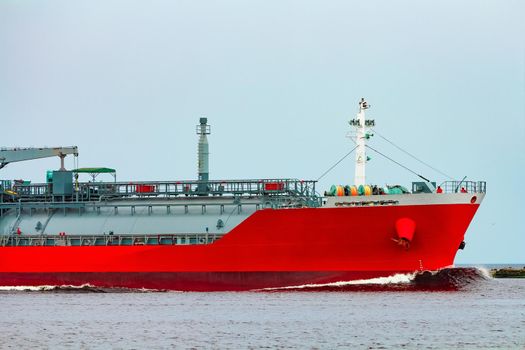 Red tanker. Toxic substances and petroleum products transfer