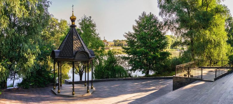 Svyatogorsk, Ukraine 07.16.2020.  Chapel of water, Svyatogorsk Lavra, Ukraine, on a sunny summer morning