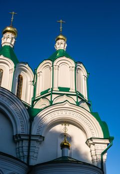 Svyatogorsk, Ukraine 07.16.2020.  Assumption Cathedral on the territory of the Svyatogorsk Lavra  in Ukraine, on a sunny summer morning