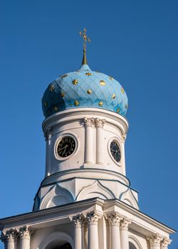 Svyatogorsk, Ukraine 07.16.2020.  Intercession Church on the territory of the Svyatogorsk Lavra  in Ukraine, on a sunny summer morning